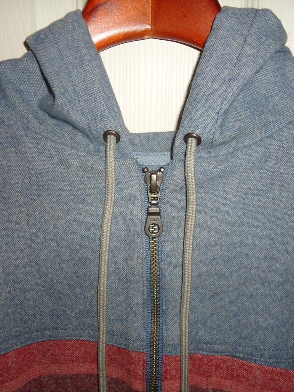 Pendleton- Blue/Grey Zip-up Hooded Vest Jacket with Pockets. Size M Virgin Wool - Picture 2 of 5